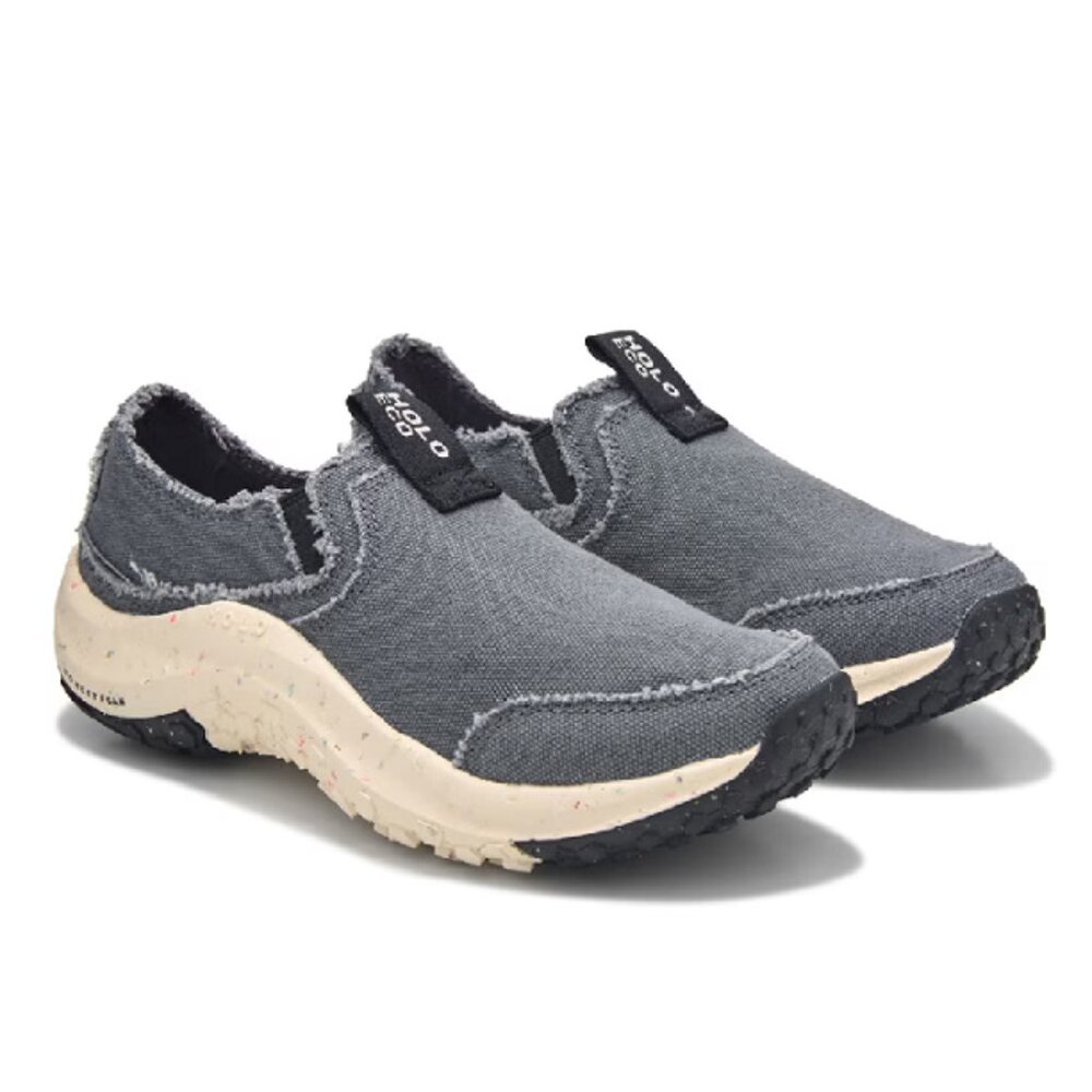HOLO Womens Athena Charcoal Gray Moc Toe Canvas Slip On Sneakers Size 7.5 NWOB